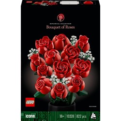 LEGO Icons Bouquet di Rose, Set di Fiori Finti da Costruire, Hobby Creativi per Adulti, Decorazione per Casa, Idea Regalo di San