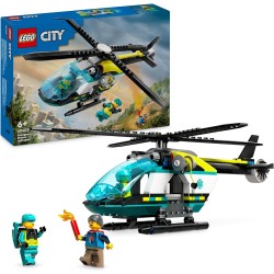 LEGO City Elicottero di Soccorso di Emergenza, Playset con Veicolo Giocattolo da Costruire con Rotori, Stiva, Verricello Funzion