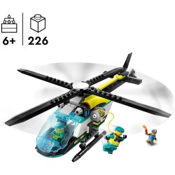 LEGO City Elicottero di Soccorso di Emergenza, Playset con Veicolo Giocattolo da Costruire con Rotori, Stiva, Verricello Funzion