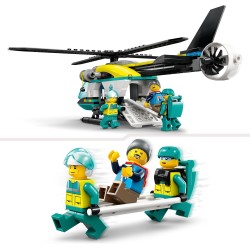 LEGO City Elicottero di Soccorso di Emergenza, Playset con Veicolo Giocattolo da Costruire con Rotori, Stiva, Verricello Funzion