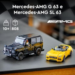 LEGO Speed Champions Mercedes-AMG G 63 e Mercedes-AMG SL 63, 2 Modellini di Auto da 10 Anni con Minifigure di Piloti, Regalo di 