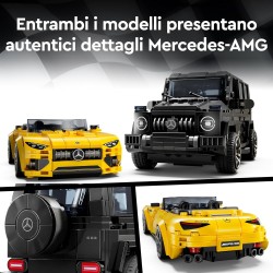 LEGO Speed Champions Mercedes-AMG G 63 e Mercedes-AMG SL 63, 2 Modellini di Auto da 10 Anni con Minifigure di Piloti, Regalo di 