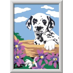 Ravensburger - CreArt Serie E, Dalmata Con Fiori, Dipingere con i Numeri, Kit Pittura Bambini, Tema Animali, Cornice Inclusa, Gi