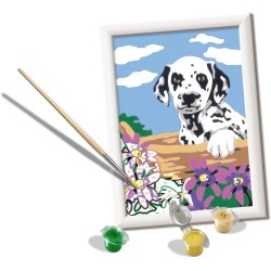 Ravensburger - CreArt Serie E, Dalmata Con Fiori, Dipingere con i Numeri, Kit Pittura Bambini, Tema Animali, Cornice Inclusa, Gi