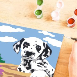 Ravensburger - CreArt Serie E, Dalmata Con Fiori, Dipingere con i Numeri, Kit Pittura Bambini, Tema Animali, Cornice Inclusa, Gi