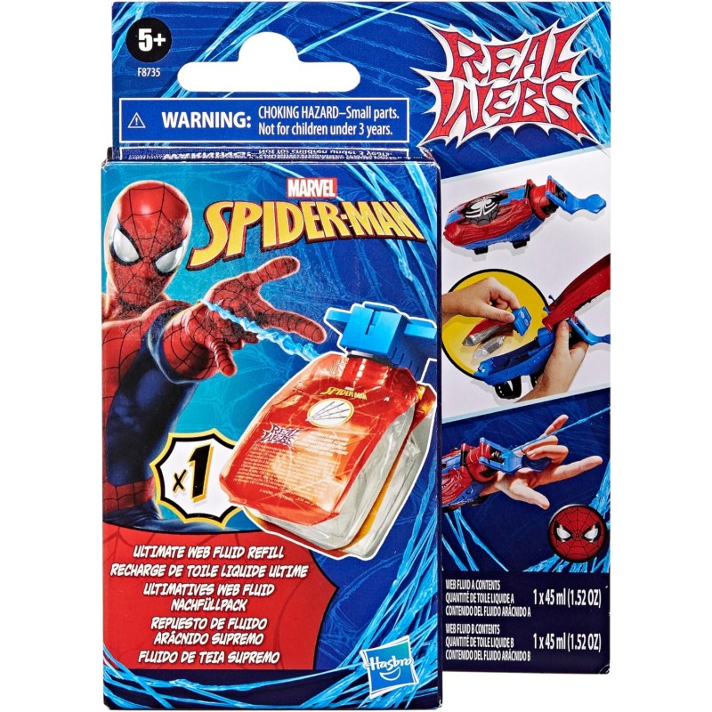 Hasbro - Marvel SPIDER-MAN, Ricarica di Fluido Ragnatela Eccezionale Real Webs, da Usare col Blaster Giocattolo per Il Roleplay 