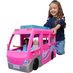 Mattel - Barbie Camper dei Sogni Playset con Veicolo, con Ruote, Piscina, Scivolo, 7 Aree Gioco e Oltre 60 Accessori da Campeggi