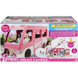 Mattel - Barbie Camper dei Sogni Playset con Veicolo, con Ruote, Piscina, Scivolo, 7 Aree Gioco e Oltre 60 Accessori da Campeggi