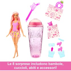 Mattel - Barbie - Pop Reveal Serie Frutta, Bambola a Tema Limonata di Fragole con 8 sorprese profumate e con Effetto Cambia Colo