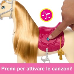 Mattel - Barbie Tornado, cavallo interattivo con luci, musica e accessori, balla e nitrisce, ispirato alla serie Netflix I miste