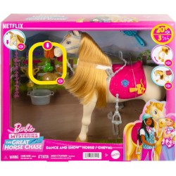 Mattel - Barbie Tornado, cavallo interattivo con luci, musica e accessori, balla e nitrisce, ispirato alla serie Netflix I miste