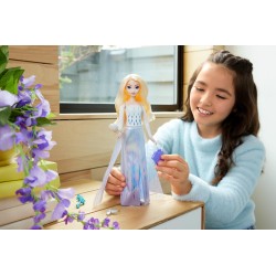 Mattel - Disney Frozen - Elsa Spin &amp; Reveal, set con bambola e 11 sorprese da scoprire, 5 accessori e 5 adesivi inclusi, loo