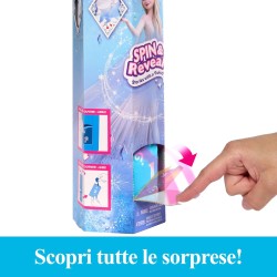 Mattel - Disney Frozen - Elsa Spin &amp; Reveal, set con bambola e 11 sorprese da scoprire, 5 accessori e 5 adesivi inclusi, loo