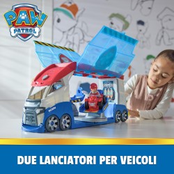 Spin Master - Paw Patrol, PAW Patroller trasformabile con lanciatore per veicoli, luci e suoni, personaggio di Ryder e quad gioc