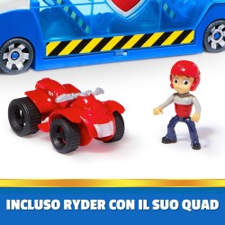 Spin Master - Paw Patrol, PAW Patroller trasformabile con lanciatore per veicoli, luci e suoni, personaggio di Ryder e quad gioc