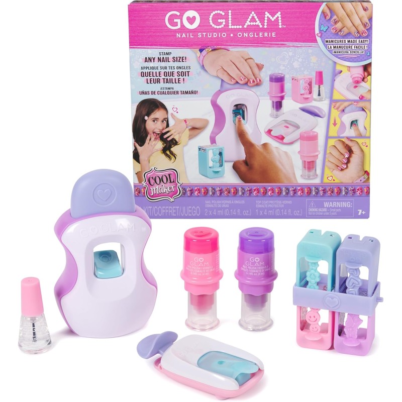 Cool Maker, GO GLAM, Macchina Decora Unghie, Decora 200 Unghie con 4 Motivi, 2 Applicatori di Smalto e Maschera per Unghie. Gioc