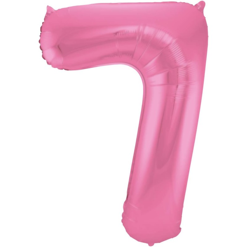 Folat - Pallone Mylar Alluminio Numero 7 Rosa Metallizzato Opaco 86 cm, 5FL65907