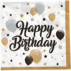 Procos - Tovaglioli di carta con motivo Happy Birthday Milestone, 20 pezzi, dimensioni 33x33 cm, decorazione da tavolo, 88863