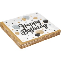 Procos - Tovaglioli di carta con motivo Happy Birthday Milestone, 20 pezzi, dimensioni 33x33 cm, decorazione da tavolo, 88863