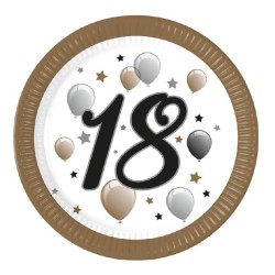 Procos - Piatti Carta Palloncini 18Â° Compleanno Happy Birthday Milestone Anniversary Party (Ã˜ 23cm), 8 Pezzi 22-24 cm, Colore 