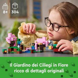 LEGO Minecraft Il Giardino del Ciliegio in Fiore, Modello da Costruire del Bioma con il Personaggio Sunny, Api Giocattolo e Snif