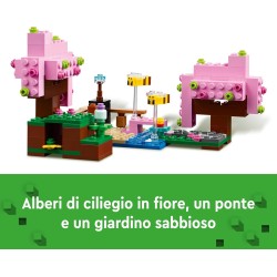 LEGO Minecraft Il Giardino del Ciliegio in Fiore, Modello da Costruire del Bioma con il Personaggio Sunny, Api Giocattolo e Snif