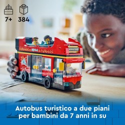 LEGO City Autobus Turistico Rosso a Due Piani, da 7 Anni in su con Veicolo Giocattolo in Stile Londinese da Costruire e 5 Minifi