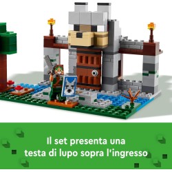 LEGO Minecraft Il Castello del Lupo Giocattolo da Costruire con il Personaggio del Domatore, 2 Animali e 2 Scheletri con Armi, d