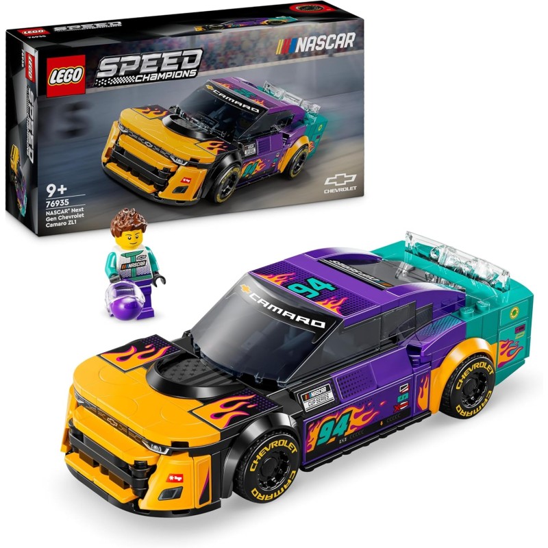 LEGO Speed Champions NASCAR Next Gen Chevrolet Camaro ZL1, Modellino di Auto da Costruire, con Minifigure del Pilota, 76935