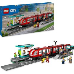 LEGO City Tram e Fermata del Tram, Treno Giocattolo da Costruire con Stazione e Vagoni Ferroviari, Giochi di Ruolo da 7 Anni in 