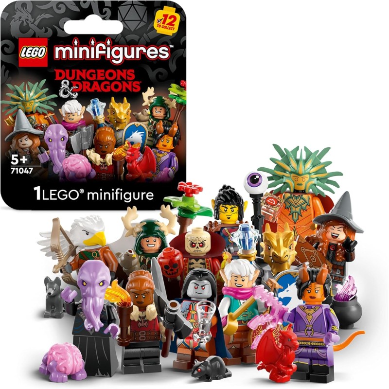 LEGO Minifigures Dungeons &amp; Dragons, Scatola con 1 di 12 Personaggi a Caso, DND Miniature da Collezione Inclusi Bardo Elfo, 