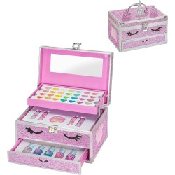 Martinelia - Valigetta per trucchi per bambini con faccia di unicorno e glitter rosa, collezione Little Unicorn - Custodia grand