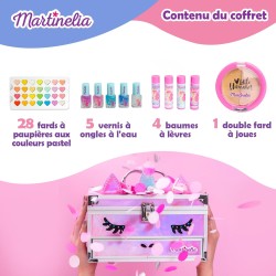 Martinelia - Valigetta per trucchi per bambini con faccia di unicorno e glitter rosa, collezione Little Unicorn - Custodia grand