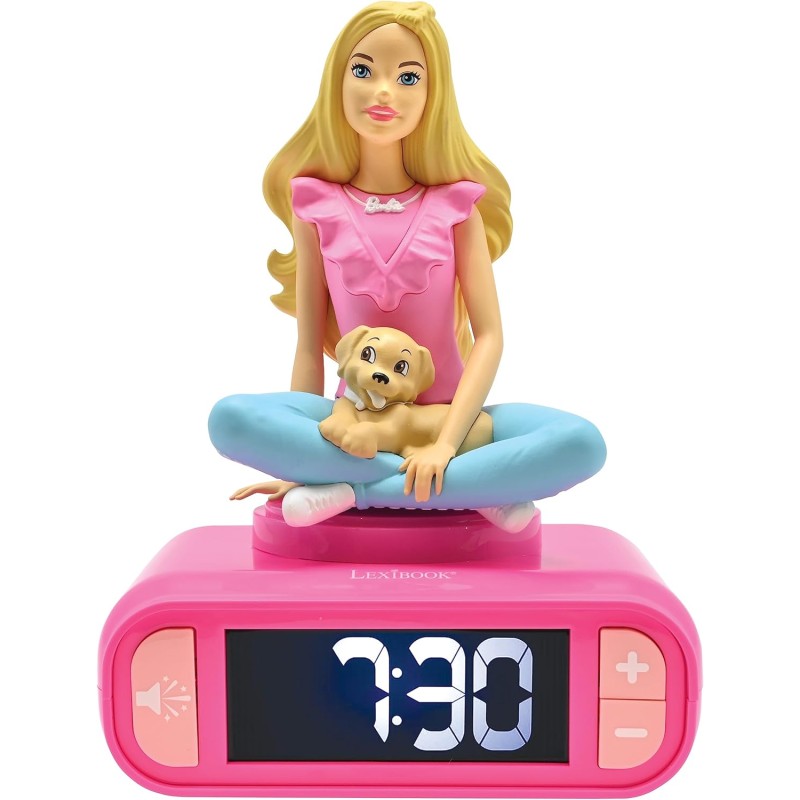 Lexibook, Barbie, Sveglia notturna, Suoni e melodie, Schermo LCD retroilluminato, Luminoso, Snooze, Rosa, RL800BB