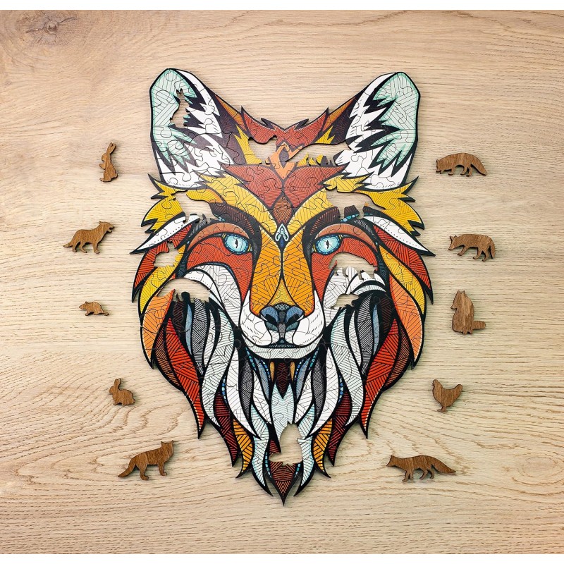 EWA Eco-Wood-Art - Scatola di legno Fuchs L - Puzzle in legno colorato per ragazzi e adulti - Kit fai da te, montaggio fai da te