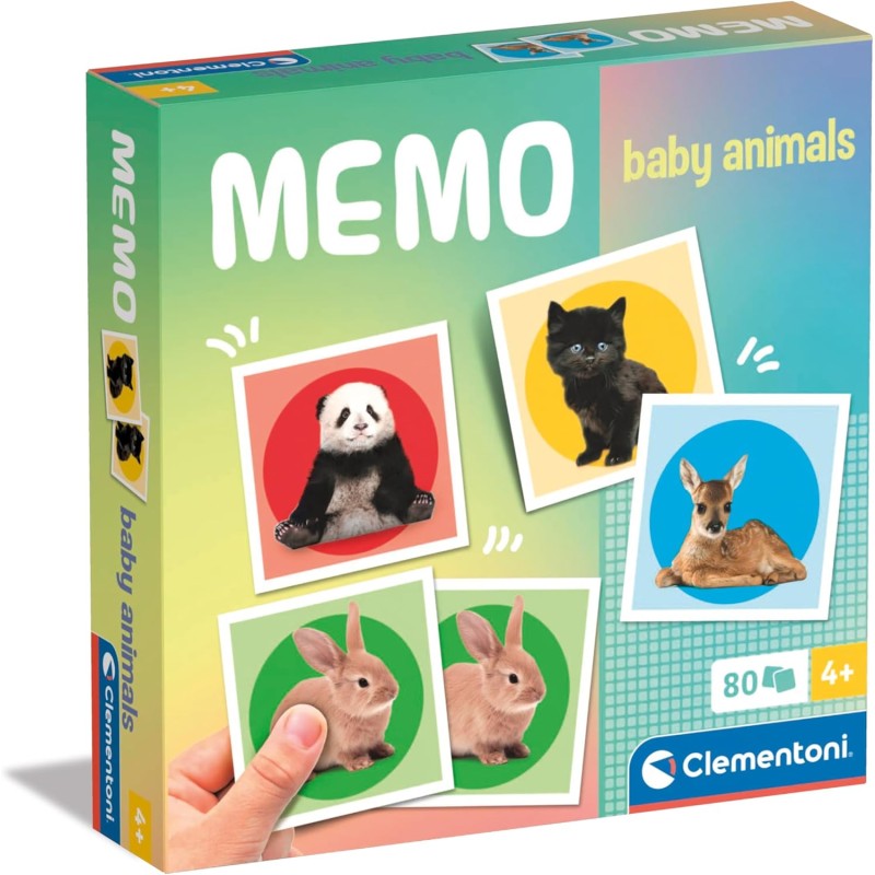 Clementoni - 18305 - Memo Baby Animals - Gioco Di Memoria E Associazione, Carte Da Accoppiare, Gioco Educativo Bambini 3 Anni, G