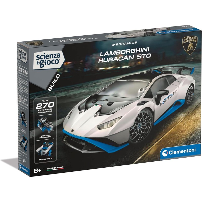 Clementoni - Scienza Build Huracan STO-Set Costruzioni Bambini, Modello Lamborghini, Laboratorio Meccanica Auto Sportiva, Gioco 