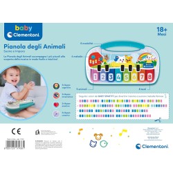 Clementoni - Baby Animali-Pianola Bambini Prime Note, Gioco 18 Mesi, Tastiera Elettronica Interattiva, Strumento Musicale Prima 