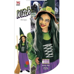 Widmann - Witch Costume da Strega per Bambini 128 cm (5/7 anni), 38576