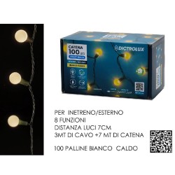 Catena luminosa 100 Led color bianco caldo - 450280