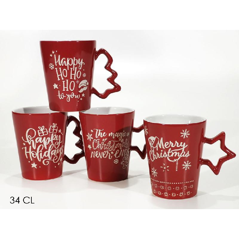 Mug 34 cl Tazza Natalizia con Manico, 4 assortimenti, 1 pezzo, 475005