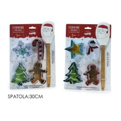 Set 4 Formine Natale Acciaio con Spatola, 2 modelli assortiti, 1 pezzo, 594973