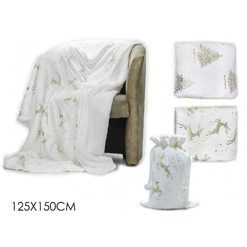 Set Plaid Con Sacco Colore Bianco/Oro, 2 assortimenti, 1 pezzo, 596006