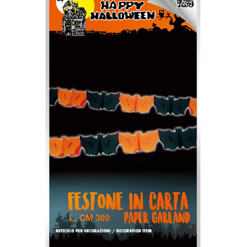 Carnival Toys - Festone pipistrelli in carta lunghezza cm. 300 x h. cm.13 ca., 04047