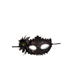 Carnival Toys - Maschera In Plastica Damascata Nera C/Fiore, 01995