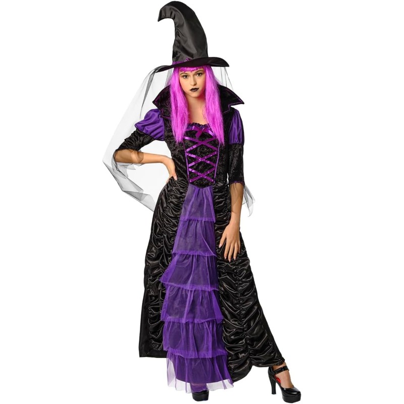 Rubies - Costume Strega Cattiva per donna, Vestito e capello, per Halloween, Carnevale, Feste e Cosplay, Tg. Unica, S8914