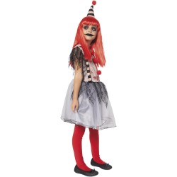 Rubies - Costume Ragazza Clown insanguinata per bambina, Vestito e cappellino, Tg. L (11 / 13 anni), S8991-L