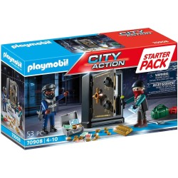 Playmobil - City Action 70908 Starter Pack Ladro e Cassaforte, Giocattoli per Bambini dai 4 Anni, PM09080