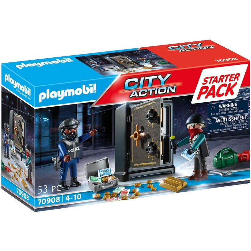 Playmobil - City Action 70908 Starter Pack Ladro e Cassaforte, Giocattoli per Bambini dai 4 Anni, PM09080