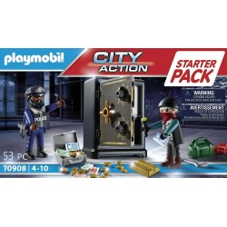 Playmobil - City Action 70908 Starter Pack Ladro e Cassaforte, Giocattoli per Bambini dai 4 Anni, PM09080